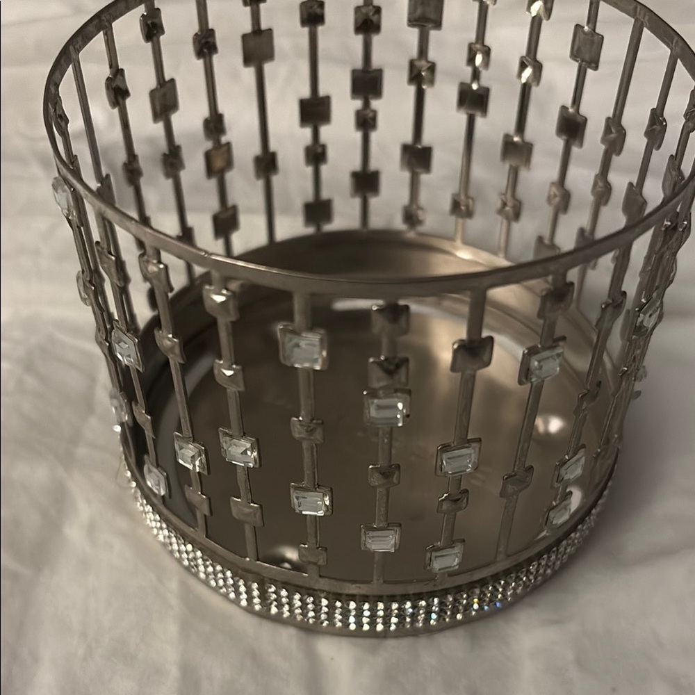Bath & Body Works Silver Candle Holder with Intricate Metalwork